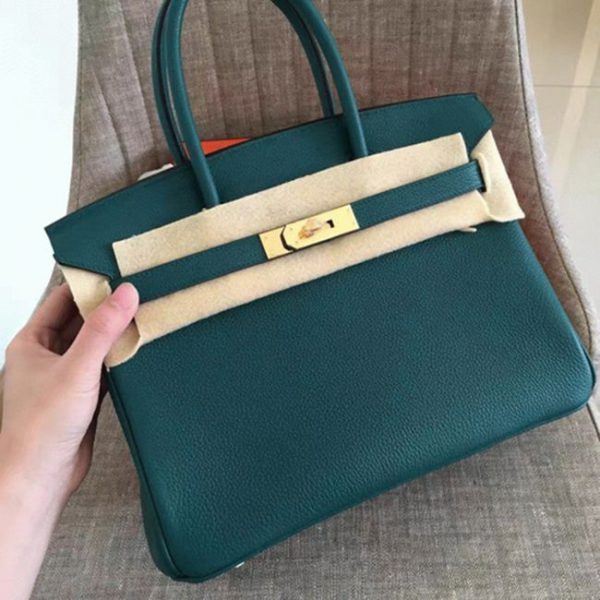 Réplique 1:1 Hermes Birkin 30cm sac à main malachite