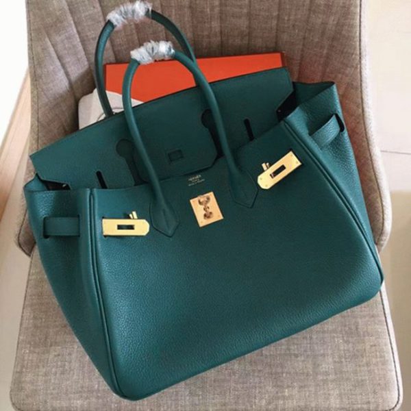Réplique 1:1 Hermes Birkin 30cm sac à main malachite – Image 3