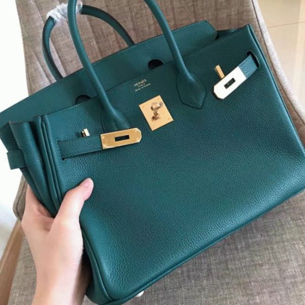 Réplique 1:1 Hermes Birkin 30cm sac à main malachite – Image 2