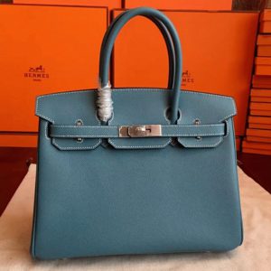 Contrefaçon Hermes Birkin 30cm sac bleu jean