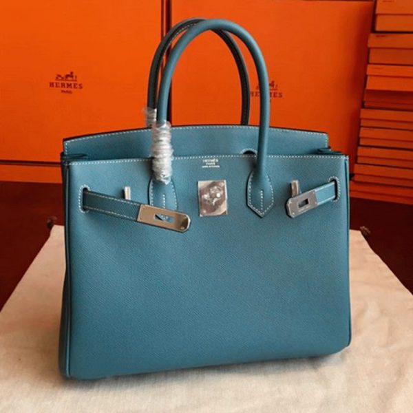 Contrefaçon Hermes Birkin 30cm sac bleu jean – Image 8