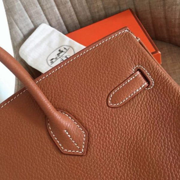 Faux sac de créateur Hermes Birkin 30cm sac à main doré – Image 5