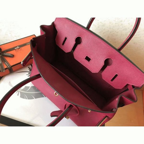 Faux sac de créateur Hermes Birkin 30cm sac à main rubis – Image 3