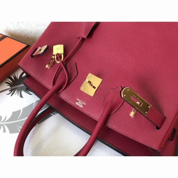 Faux sac de créateur Hermes Birkin 30cm sac à main rubis – Image 8