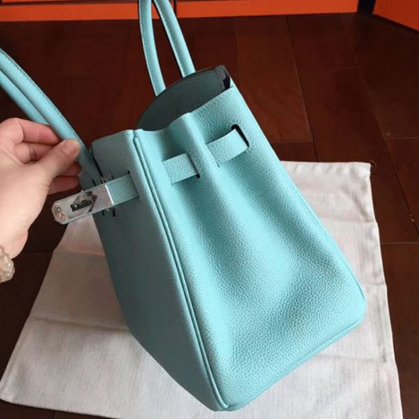 Réplique de luxe Hermes Birkin 30cm sac à main bleu atoll qualité AAAAA – Image 4