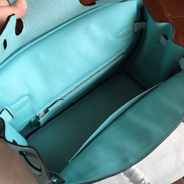 Réplique de luxe Hermes Birkin 30cm sac à main bleu atoll qualité AAAAA – Image 5