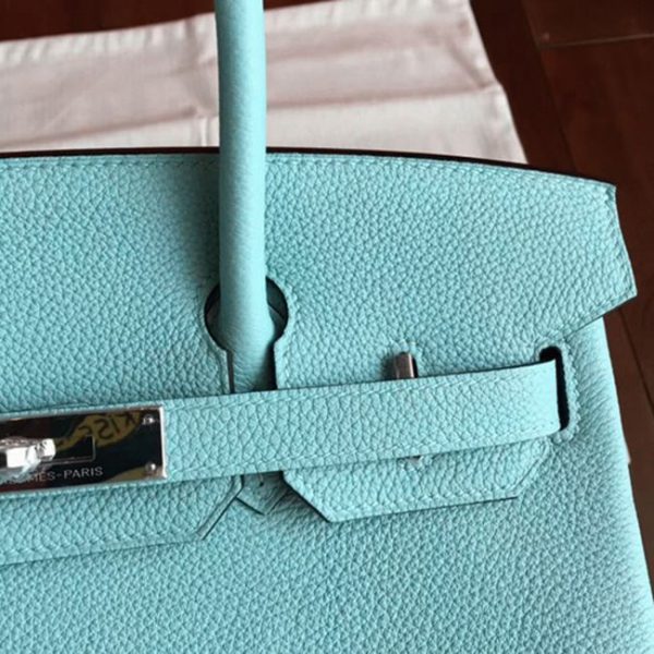 Réplique de luxe Hermes Birkin 30cm sac à main bleu atoll qualité AAAAA – Image 7