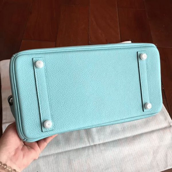 Réplique de luxe Hermes Birkin 30cm sac à main bleu atoll qualité AAAAA – Image 8