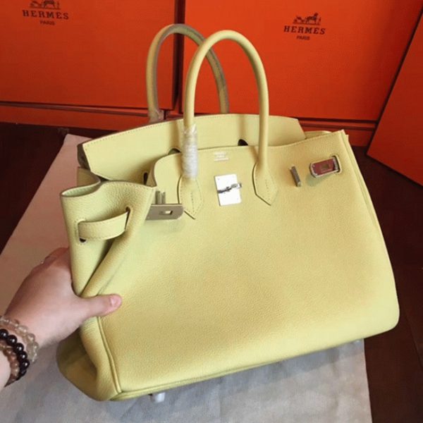 Imitation de créateur Hermes Birkin 35cm sac à main curry – Image 7