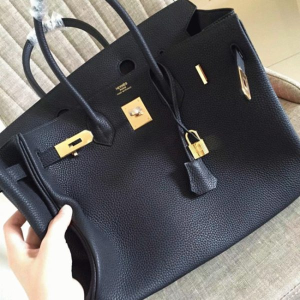 Contrefaçon de créateur Hermes Birkin 35CM sac à main noir – Image 4