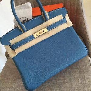 Réplique de luxe Hermes Birkin 35cm sac à main bleu jean