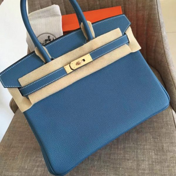 Réplique de luxe Hermes Birkin 35cm sac à main bleu jean