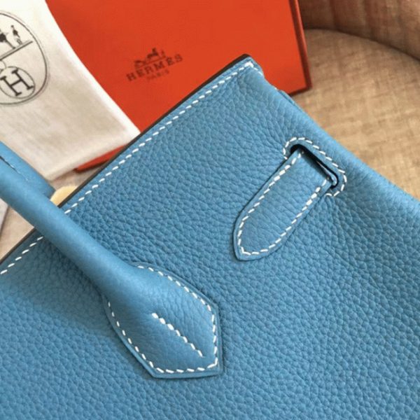 Réplique de luxe Hermes Birkin 35cm sac à main bleu jean – Image 8