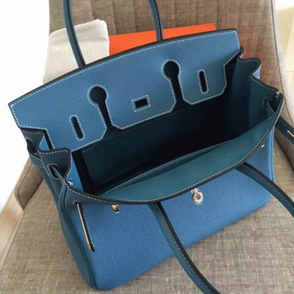 Réplique de luxe Hermes Birkin 35cm sac à main bleu jean – Image 7