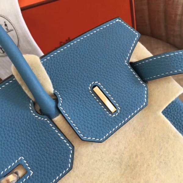 Réplique de luxe Hermes Birkin 35cm sac à main bleu jean – Image 6