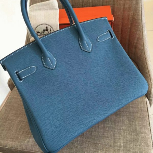Réplique de luxe Hermes Birkin 35cm sac à main bleu jean – Image 5