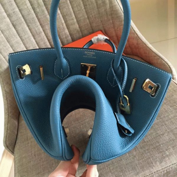 Réplique de luxe Hermes Birkin 35cm sac à main bleu jean – Image 4