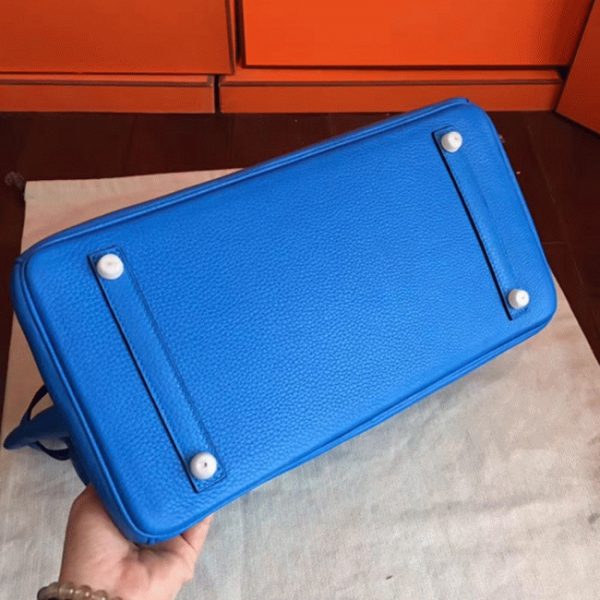 Faux sac de créateur Hermes Birkin 35cm sac à main bleu hydra – Image 8