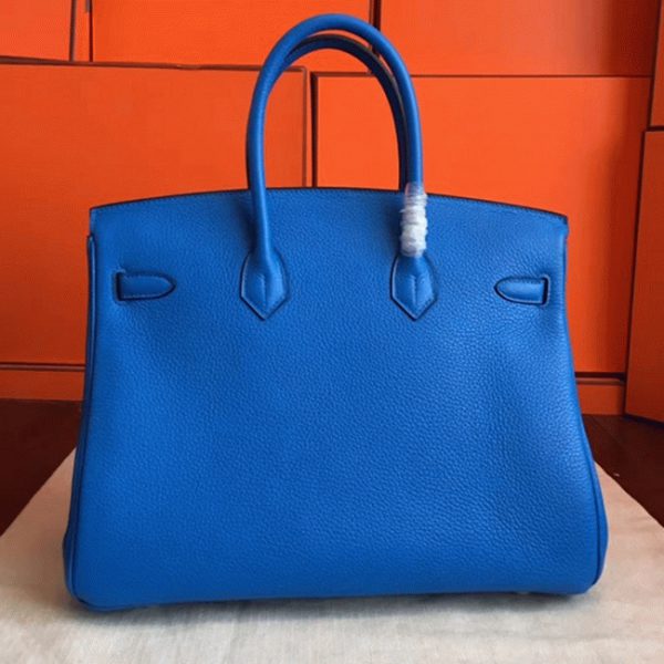 Faux sac de créateur Hermes Birkin 35cm sac à main bleu hydra – Image 4