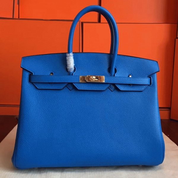 Faux sac de créateur Hermes Birkin 35cm sac à main bleu hydra