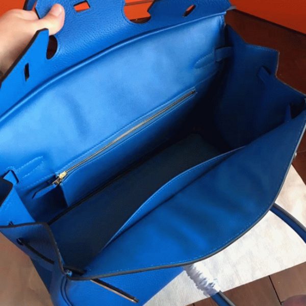 Faux sac de créateur Hermes Birkin 35cm sac à main bleu hydra – Image 2