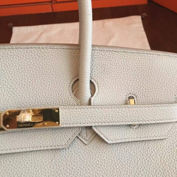 Faux de luxe Hermes Birkin 35cm sac à main gris perle – Image 7