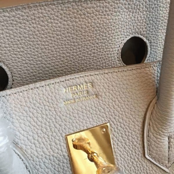 Faux de luxe Hermes Birkin 35cm sac à main gris perle – Image 4