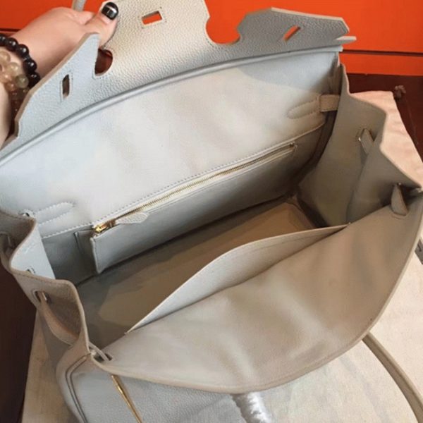 Faux de luxe Hermes Birkin 35cm sac à main gris perle – Image 3