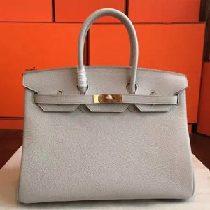 Faux de luxe Hermes Birkin 35cm sac à main gris perle