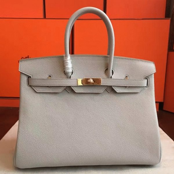 Faux de luxe Hermes Birkin 35cm sac à main gris perle