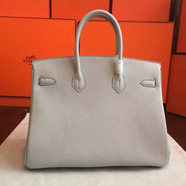 Faux de luxe Hermes Birkin 35cm sac à main gris perle – Image 2