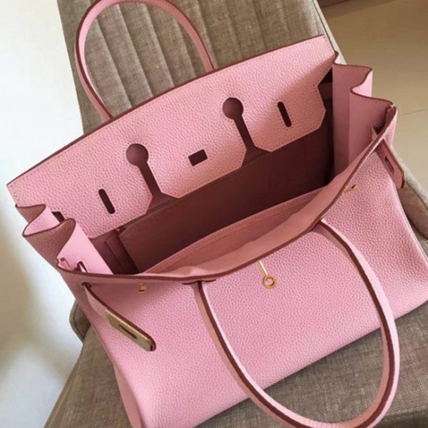 Contrefaçon de créateur Hermes Birkin 35cm sac à main rose – Image 2