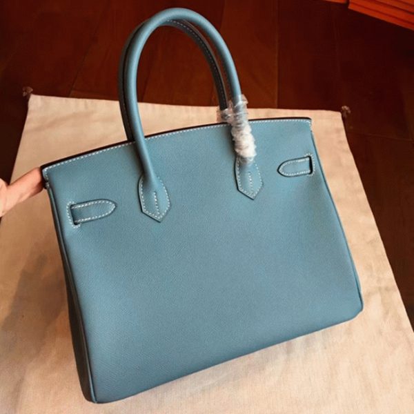 Imitation de luxe Hermes Birkin 35cm sac à main bleu jean – Image 6