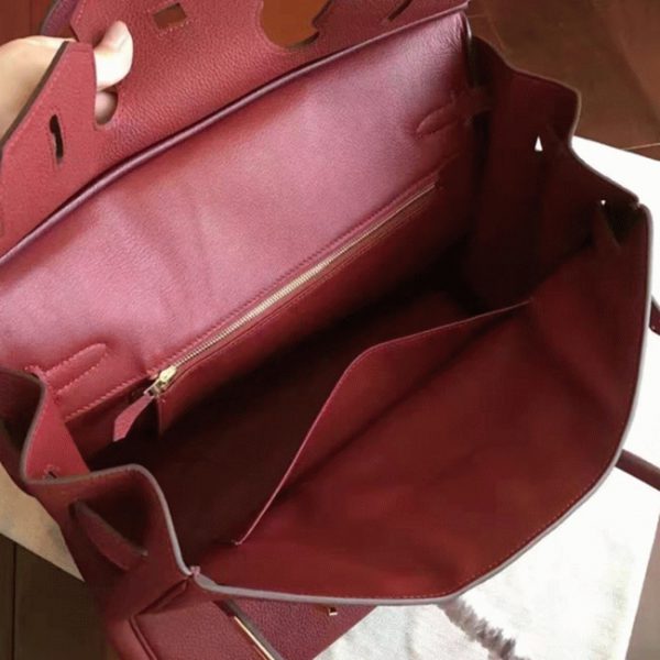 Faux sac de créateur Hermes Birkin 35CM sac à main bordeaux – Image 7