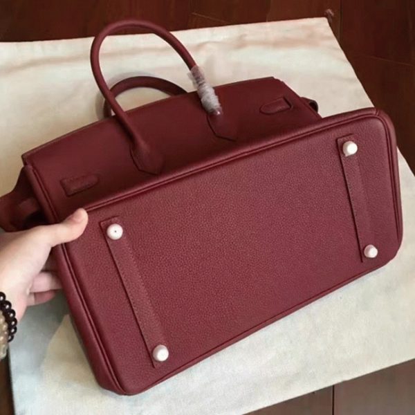 Faux sac de créateur Hermes Birkin 35CM sac à main bordeaux – Image 6