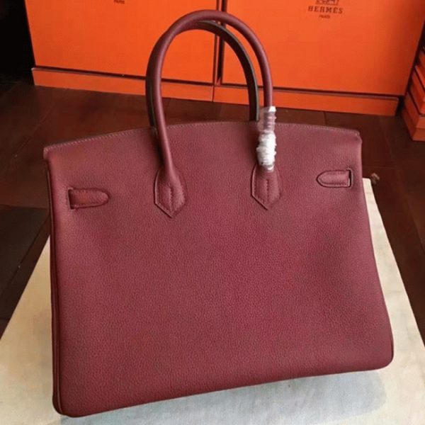 Faux sac de créateur Hermes Birkin 35CM sac à main bordeaux – Image 5
