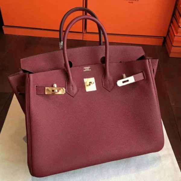 Faux sac de créateur Hermes Birkin 35CM sac à main bordeaux