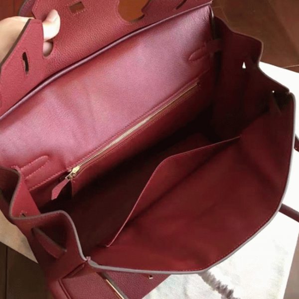 Faux sac de créateur Hermes Birkin 35CM sac à main bordeaux – Image 3
