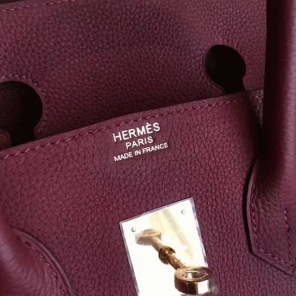 Faux sac de créateur Hermes Birkin 35CM sac à main bordeaux – Image 2