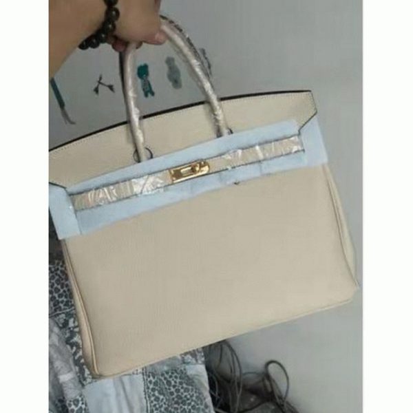 Réplique Hermes Birkin 35CM sac à main ivoire – Image 2