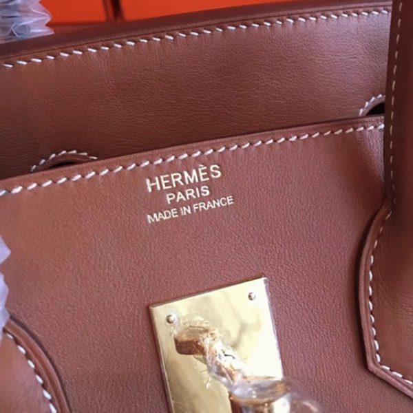 Contrefaçon de créateur Hermes Birkin 35cm sac à main doré – Image 7