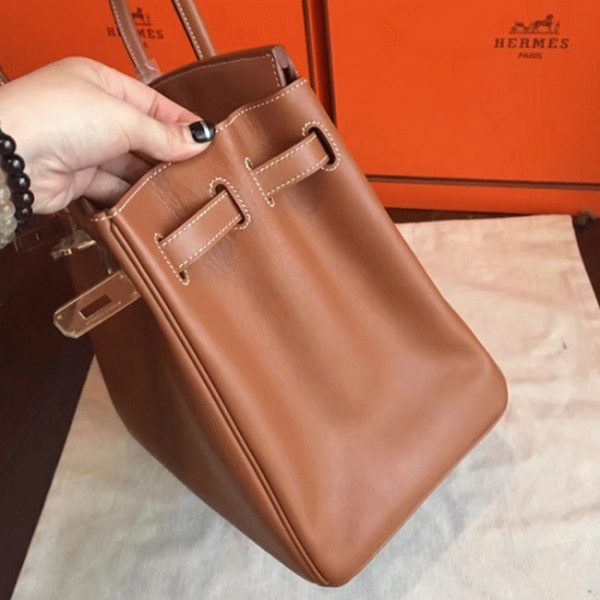 Contrefaçon de créateur Hermes Birkin 35cm sac à main doré – Image 2