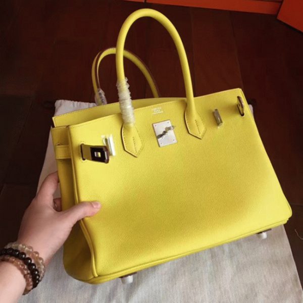 Réplique de luxe Hermes Birkin 35CM sac à main jaune – Image 7