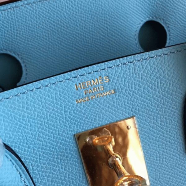 Faux sac de créateur Hermes Birkin 35CM sac à main bleu atoll – Image 8
