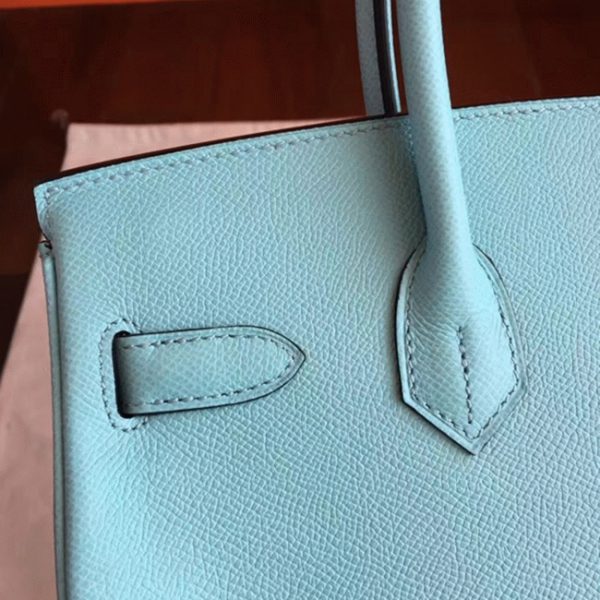 Faux sac de créateur Hermes Birkin 35CM sac à main bleu atoll – Image 7