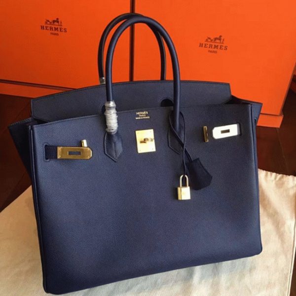Contrefaçon Hermes Birkin 35cm sac à main saphir – Image 5