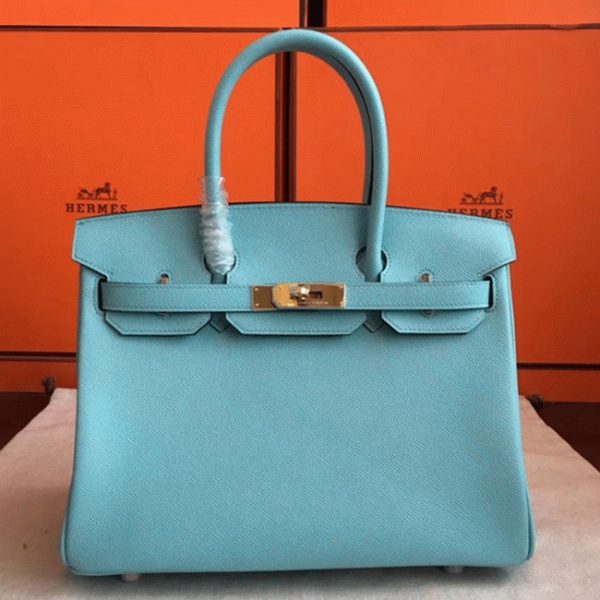 Faux sac de créateur Hermes Birkin 35CM sac à main bleu atoll