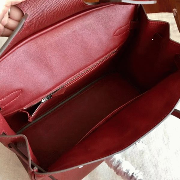 Réplique sac de créateur Birkin 35CM sac à main Hermes bordeaux – Image 4