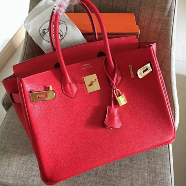 Imitation de créateur Hermes Birkin 35cm sac à main rouge – Image 5