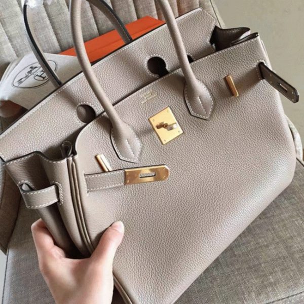 Réplique Hermes Birkin 35CM sac à main gris – Image 8
